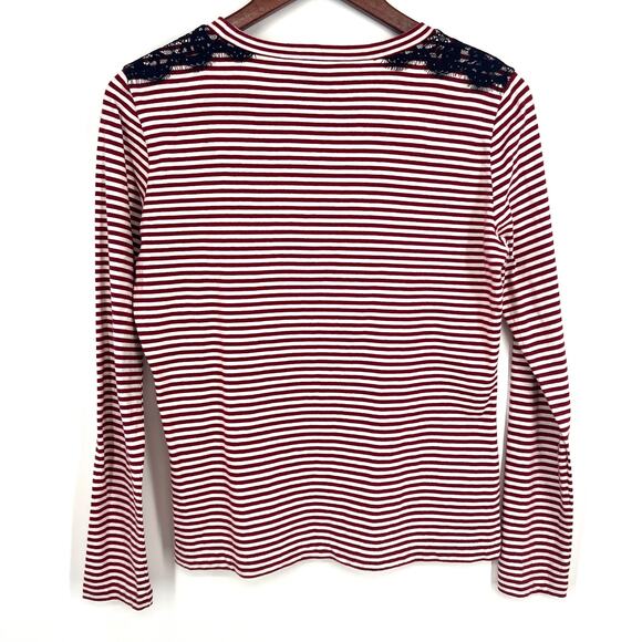 J. Crew Womens Size Small LINEN BLEND Red Nautical Blouse Shirt Top Long Sleeve - Picture 9 of 9